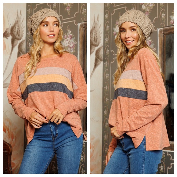 #43 Multi Color Block Crew-Neck Cozy Stylish Top - Picture 4 of 7